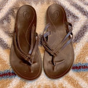 Olukai Kāpehe Luana leather sandals - brown, size 9